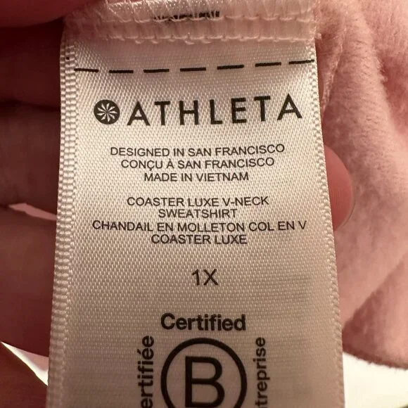 Athleta Coaster Luxe V Neck Sweatshirt, Ballet Pink - Picture 5 of 6